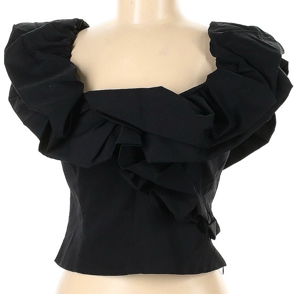 Zara Women Voluminous Poplin Top Black - Picture 3 of 11